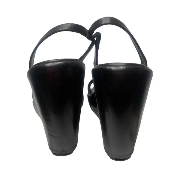 PRADA Calzature Donna Nappa‎ Leather Slingback Comma Wedge Sandals