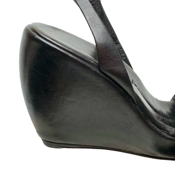 PRADA Calzature Donna Nappa‎ Leather Slingback Comma Wedge Sandals
