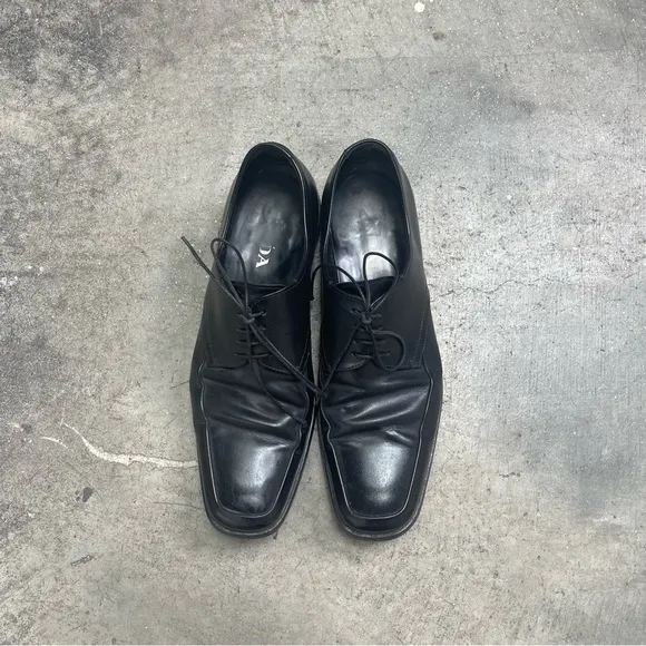 PRADA Classic Black Men's Dress Shoes 7.5