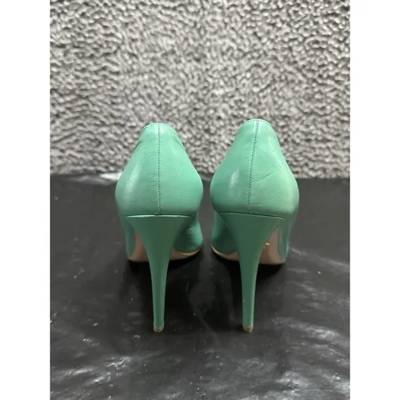 PRADA High Heels Shoes Turquoise Platform Pumps Stilettos Round Toe EU 39.5