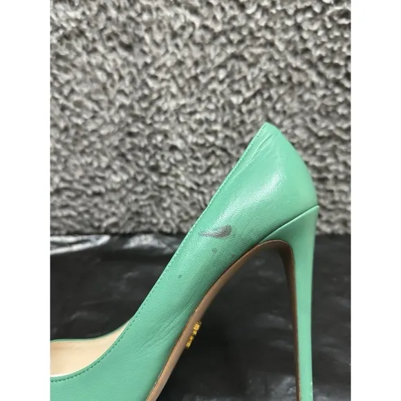 PRADA High Heels Shoes Turquoise Platform Pumps Stilettos Round Toe EU 39.5