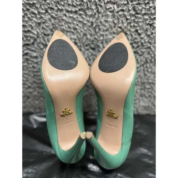 PRADA High Heels Shoes Turquoise Platform Pumps Stilettos Round Toe EU 39.5