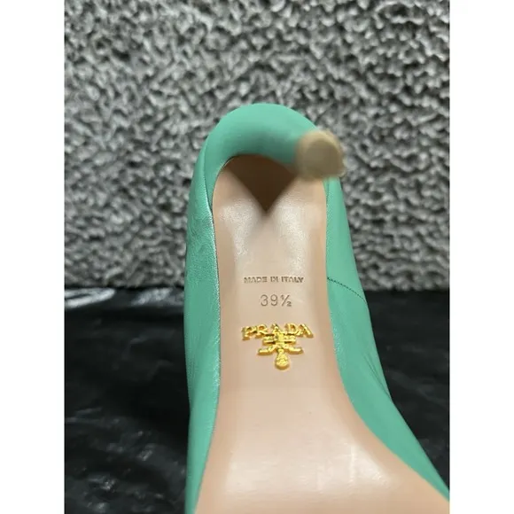 PRADA High Heels Shoes Turquoise Platform Pumps Stilettos Round Toe EU 39.5