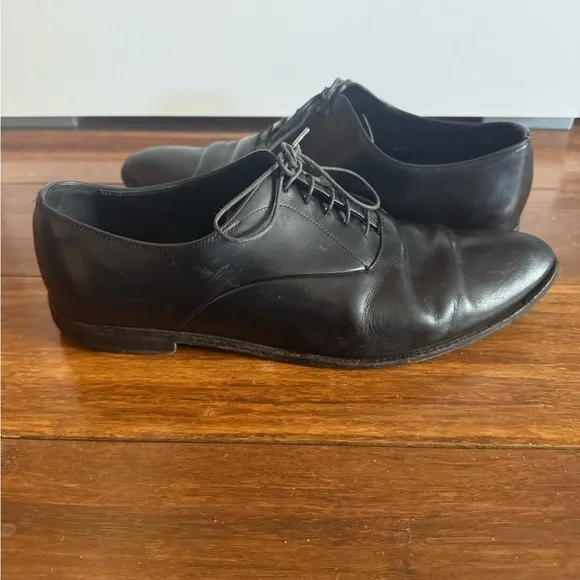 Prada Oxford Formal Shoes Black Leather Lace Ups Size 7.5