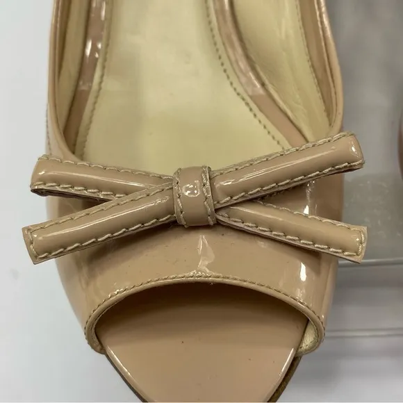 Prada Tan Wedge Sandals with Peep-Toe Design