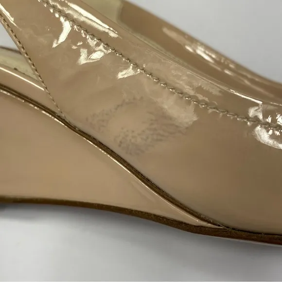 Prada Tan Wedge Sandals with Peep-Toe Design