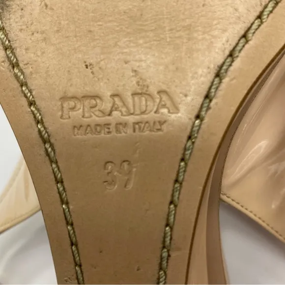 Prada Tan Wedge Sandals with Peep-Toe Design