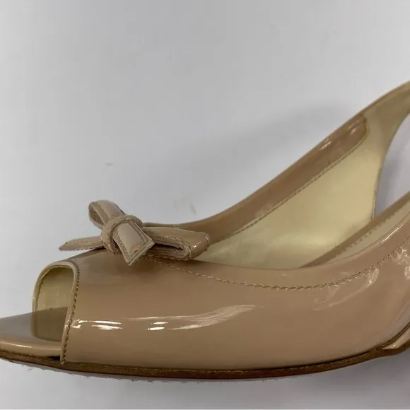 Prada Tan Wedge Sandals with Peep-Toe Design