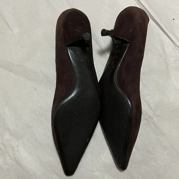 PRADA SUEDE CAP TOE POINTED TOE SHOES SIZE 38‎