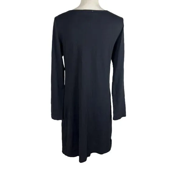 Prairie Underground Ideal Ease Organic Cotton Draped Black Dress Size Small NEW