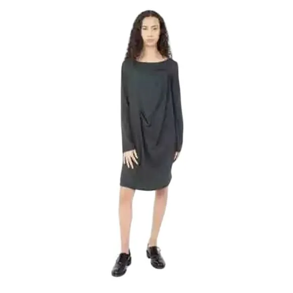 Prairie Underground Ideal Ease Organic Cotton Draped Black Dress Size Small NEW