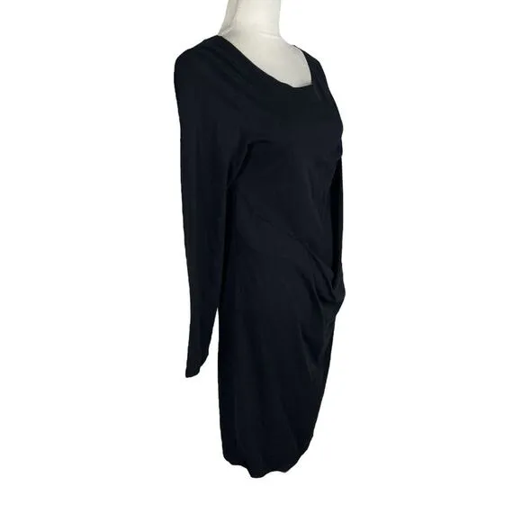Prairie Underground Ideal Ease Organic Cotton Draped Black Dress Size Small NEW