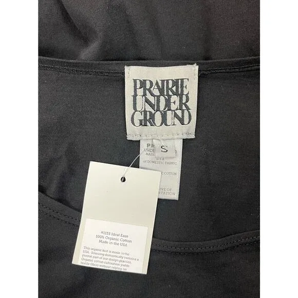 Prairie Underground Ideal Ease Organic Cotton Draped Black Dress Size Small NEW