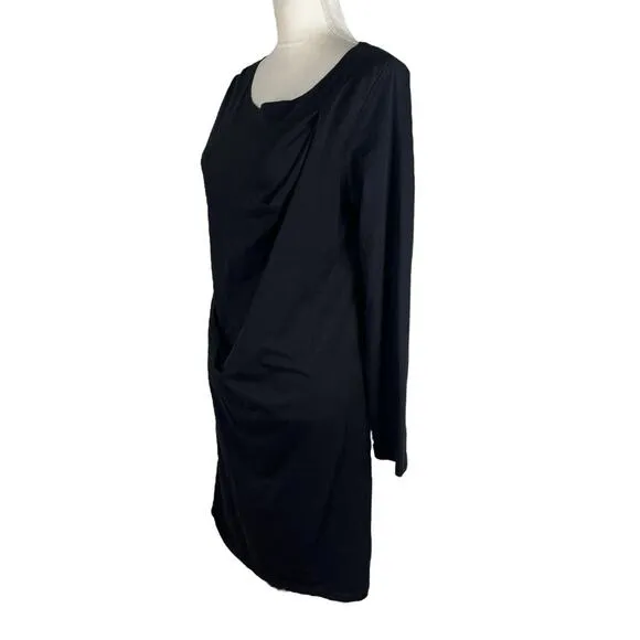 Prairie Underground Ideal Ease Organic Cotton Draped Black Dress Size Small NEW