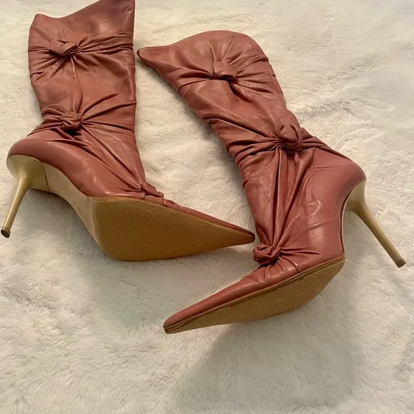 Preowned Les Tropeziennes Elegant Women's Knotted Leather Boots