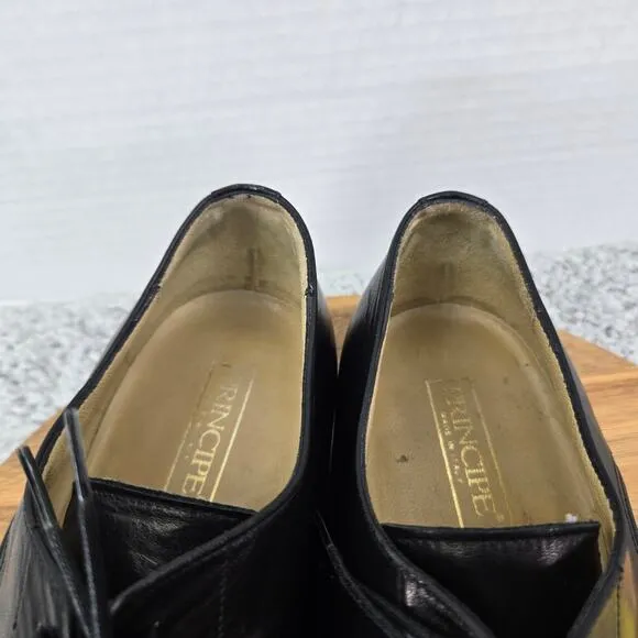 Principe Black Leather Business Office Cap Toe Oxford Derby Dress Shoe Mens 10.5