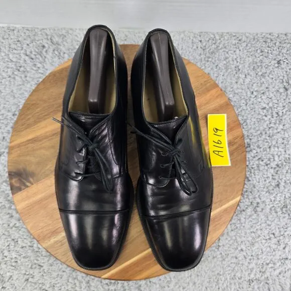 Principe Black Leather Business Office Cap Toe Oxford Derby Dress Shoe Mens 10.5