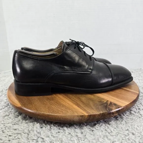 Principe Black Leather Business Office Cap Toe Oxford Derby Dress Shoe Mens 10.5