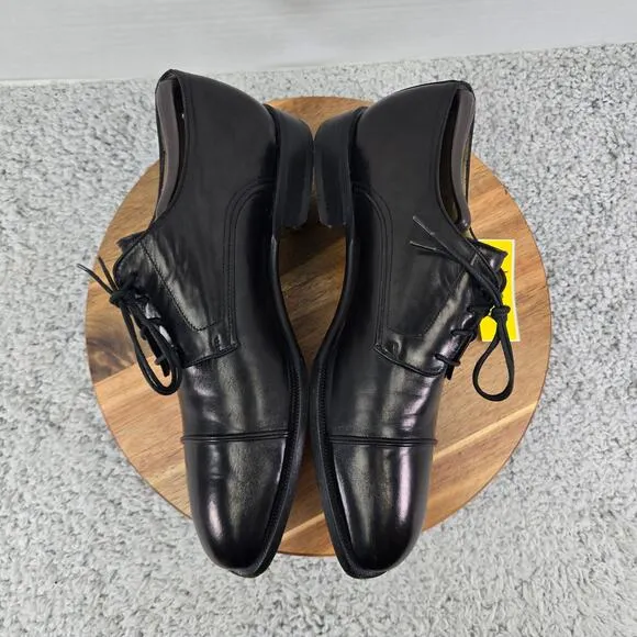 Principe Black Leather Business Office Cap Toe Oxford Derby Dress Shoe Mens 10.5