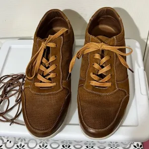Propet Mens Landon Brown Leather Comfort Cushion Sneaker Shoes.