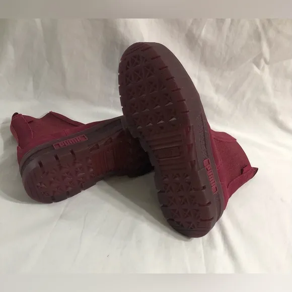 Puma ankle boots Leather Suede Mayze Chelsea Curtain Call  red Persian. Size 7