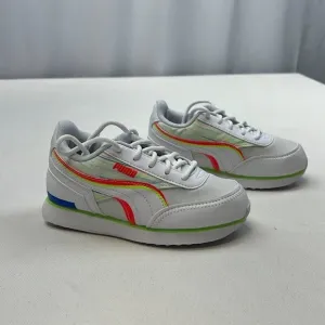 Puma Boys Future Rider Double 382740-01 White Green Glare Sneaker Shoes Sz 11.5C