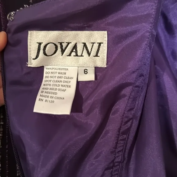 Purple, fully beaded, off the shoulder, formal gown by Jovani