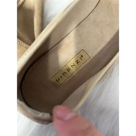 R &amp; Renzi Women's Ballet Flats 38 8 Brown Snakeskin Cap Toe Bow Casual Italy