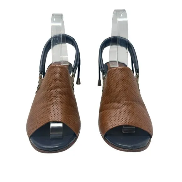 Rachel Comey Inni Wedges Sandals Slingback Leather Wood Brown Tan Size US 7.5