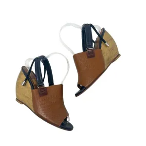 Rachel Comey Inni Wedges Sandals Slingback Leather Wood Brown Tan Size US 7.5
