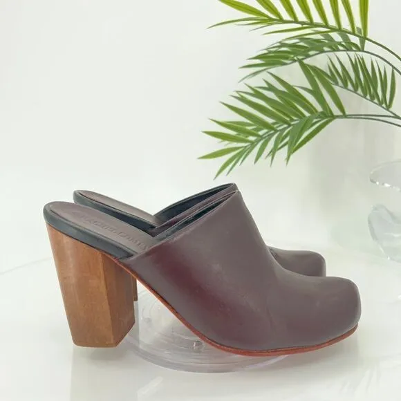 Rachel Comey Asher Mule Women's Size 6 Bordo Red Leather Slip On Wooden Shoes