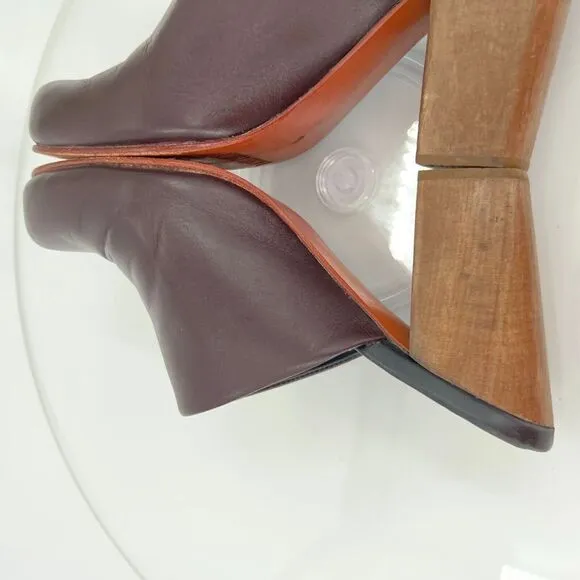 Rachel Comey Asher Mule Women's Size 6 Bordo Red Leather Slip On Wooden Shoes