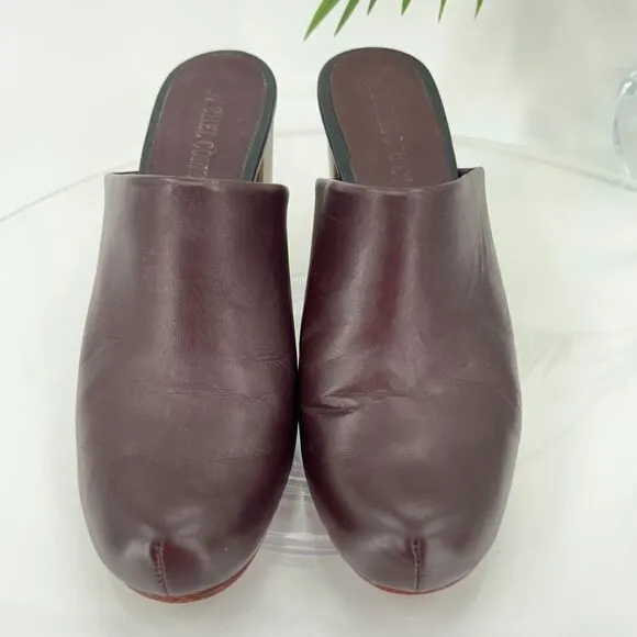 Rachel Comey Asher Mule Women's Size 6 Bordo Red Leather Slip On Wooden Shoes