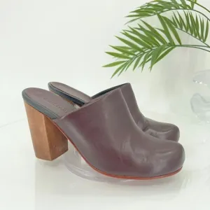 Rachel Comey Asher Mule Women's Size 6 Bordo Red Leather Slip On Wooden Shoes