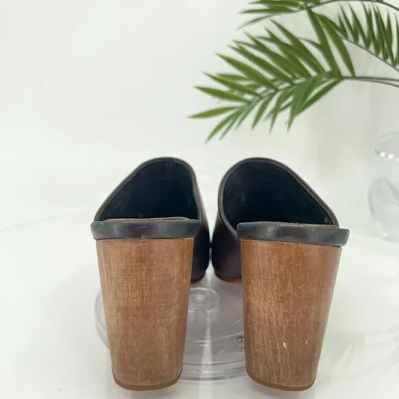 Rachel Comey Asher Mule Women's Size 6 Bordo Red Leather Slip On Wooden Shoes