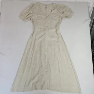 Rachel Pally - Beige Puff Sleeve Button-Up “Piper” Maxi Dress Sz M