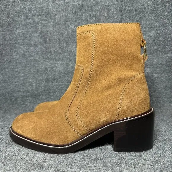 Radley London Ankle Boots Womens Size 8 Camel Brown Leather Side Zip Booties