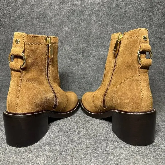 Radley London Ankle Boots Womens Size 8 Camel Brown Leather Side Zip Booties