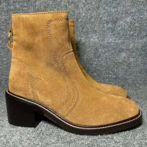 Radley London Ankle Boots Womens Size 8 Camel Brown Leather Side Zip Booties