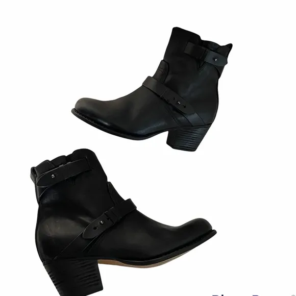 Rag &amp; Bone  HARPER Black Leather Ankle Boots 9.5
