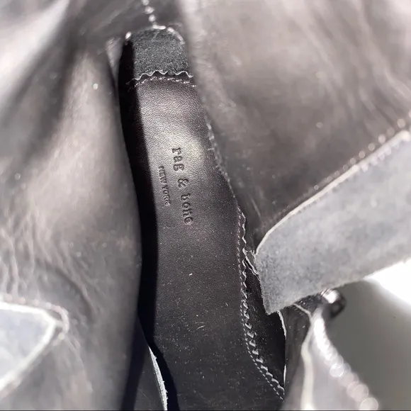 Rag &amp; Bone  HARPER Black Leather Ankle Boots 9.5