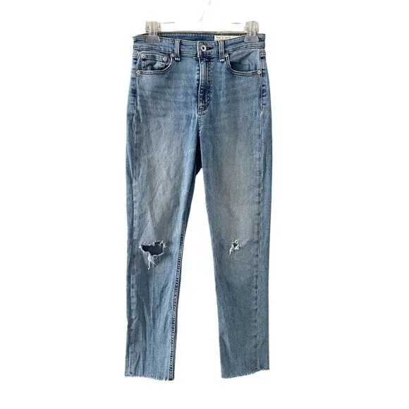 Rag &amp; Bone Nina High-Rise Ankle Cigarette Skinny Distressed Starway - Size 26