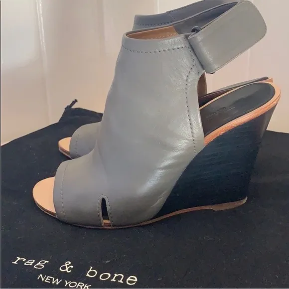 rag &amp; bone Wembley Leather Wedges in Taupe