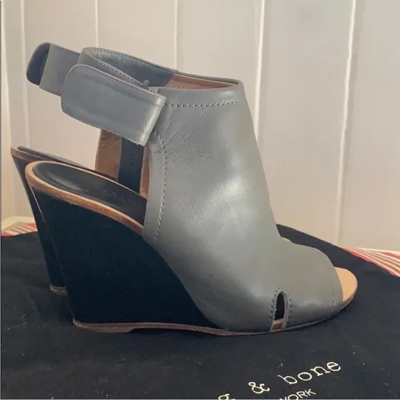 rag &amp; bone Wembley Leather Wedges in Taupe