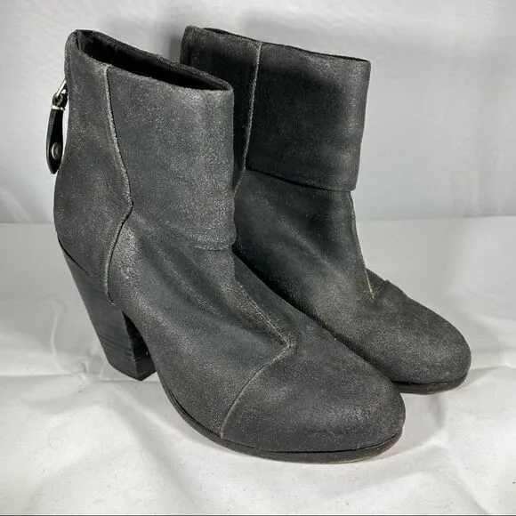 𝅺Rag &amp; Bone Authentic Distressed Black Leather Booties Sz 36 (US size 6)
