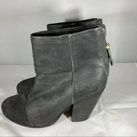 𝅺Rag &amp; Bone Authentic Distressed Black Leather Booties Sz 36 (US size 6)