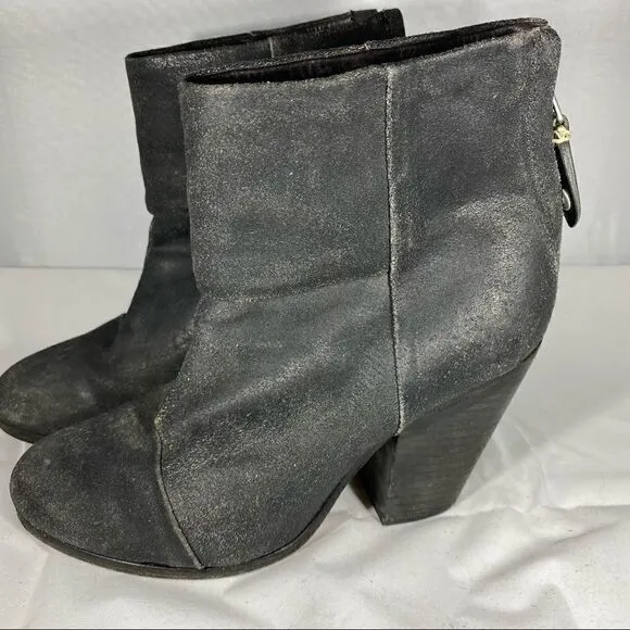 𝅺Rag &amp; Bone Authentic Distressed Black Leather Booties Sz 36 (US size 6)