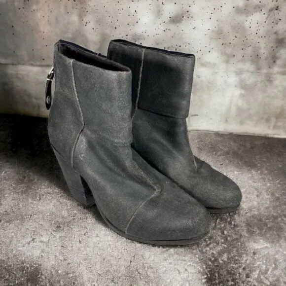 𝅺Rag &amp; Bone Authentic Distressed Black Leather Booties Sz 36 (US size 6)