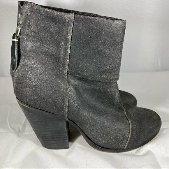 𝅺Rag &amp; Bone Authentic Distressed Black Leather Booties Sz 36 (US size 6)