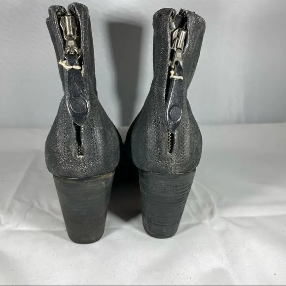 𝅺Rag &amp; Bone Authentic Distressed Black Leather Booties Sz 36 (US size 6)